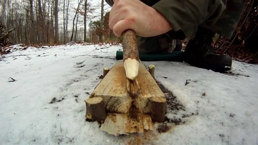 wilderness survival tips - plough friction fire method